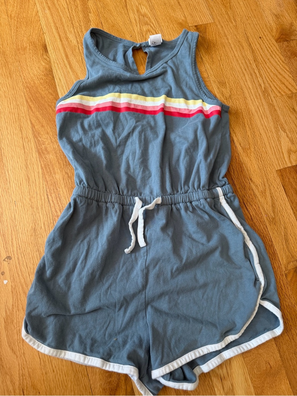 Melrose and Market Light Blue Tank Top with Rainbow Accent Romper